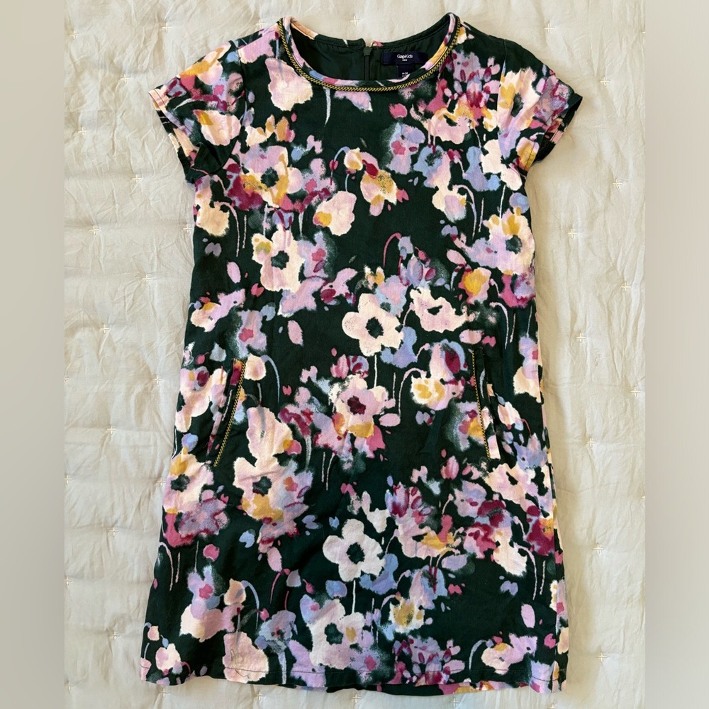 Gap Cotton Floral Dress Kids Size M with Pockets